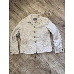 Ann Taylor Puffer Quilted Long Sleeve Jacket Ivory Women's Size M